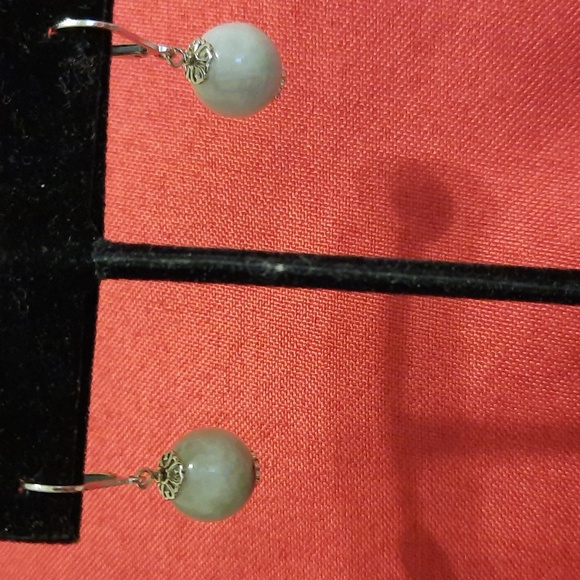 JADE STERLING SILVER EARRINGS. - Picture 3 of 8